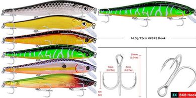 PROBEROS Minnow Jerkbait Crankbait Fishing Lure Set (6pcs)
