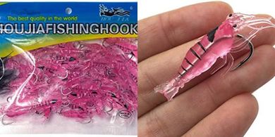 Luminous Pink & White Micro Shrimp & Grass Soft Trout/Bass/Crappie Lures
