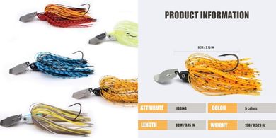 5-Piece Buzzbait & Bladed Jig Fishing Lures with Skirt
