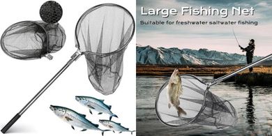 Heavy-duty telescoping saltwater landing net (67-100 inch handle, 20" net)
