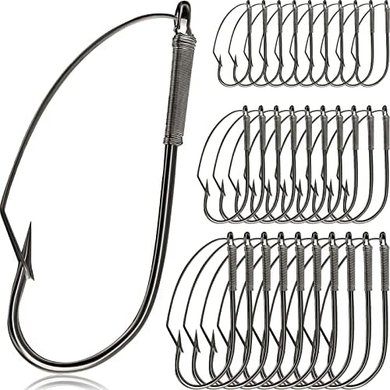 50 Carbon Steel Wacky Worm Hooks for Bass Fishing

