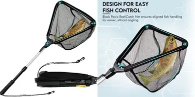 Foldable Telescopic Fishing Net: Rubber Coated, for Kayak & All Waters
