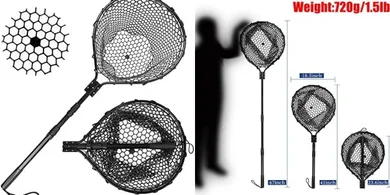 Large Folding Fishing Net: Collapsible Aluminum Handle, 67" Reach
