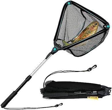 Foldable Telescopic Fishing Net: Rubber-Coated for Kayak, Fly & Trout.
