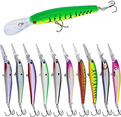 10-Piece Deep Diving Crankbait Fishing Lures for Bass & Panfish