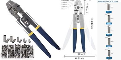 Heavy-Duty Fishing Crimp Plier Kit with 5-Size Sleeves