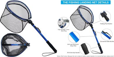 Compact Folding Rubber Fishing Net for Kayak & Boat
