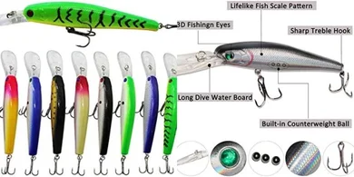 Fishing Lures Kit: Minnows, Swimbaits, Topwater for Bass, Trout, Pike
