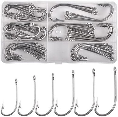 100-Pack Forged Stainless Steel Saltwater Fishing Hooks
