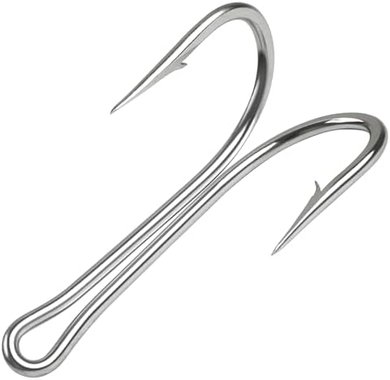 Classic Stainless Steel Double Fishing Hooks (10-pack)