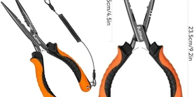 9.4" Teflon-Coated Carbon Steel Fishing Pliers with Hook Remover