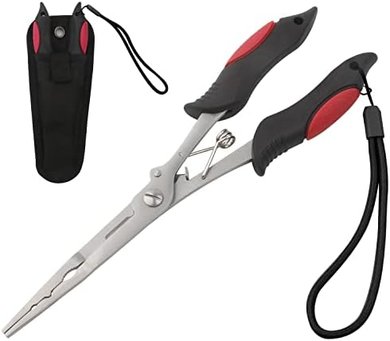 Hikary Stainless Steel Fishing Pliers: Hook Remover, Braid Cutter, Gripper