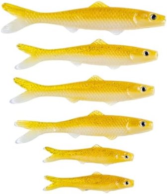 Durable, lifelike yellow minnow fishing lures for all waters.