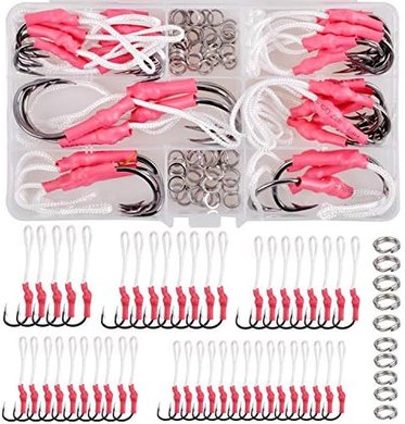 86-Piece Stainless Steel Assist Jigging Hook Kit with Line & Connectors