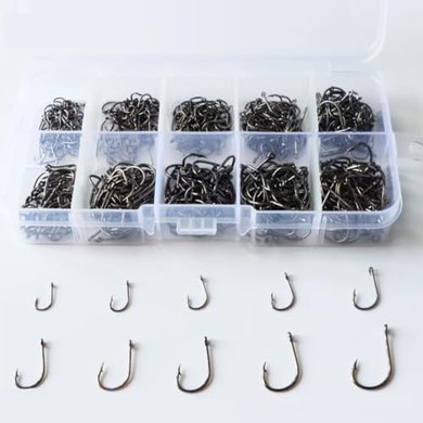 500 Carbon Steel Fishing Hooks (Sizes 3-12)
