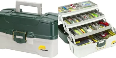 Plano 3-Tray Tackle Box: Dual Access, Dark Green/Off White