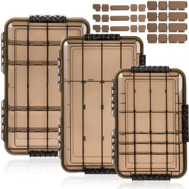 Waterproof Fishing Tackle Boxes (3-pack, 3 sizes, adjustable dividers)
