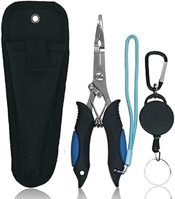 Stainless Steel Fishing Pliers with Line Cutter & Lanyard