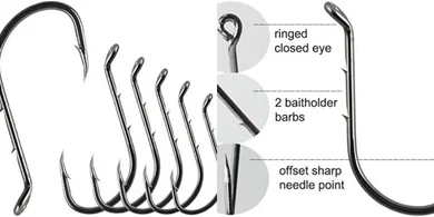 100 Baitholder Octopus Hooks: High-Carbon Steel, Extra Sharp, Saltwater/Freshwater
