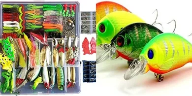 Bass, Trout, Salmon Fishing Lure Kit: 275 Frogs, Spoons, Grasshoppers
