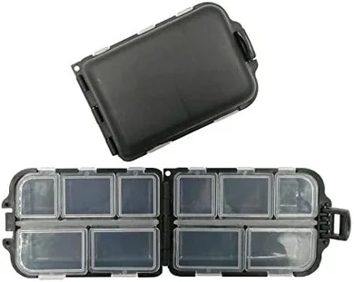 Portable Fishing Tackle Box with 10 Compartments (Black)
