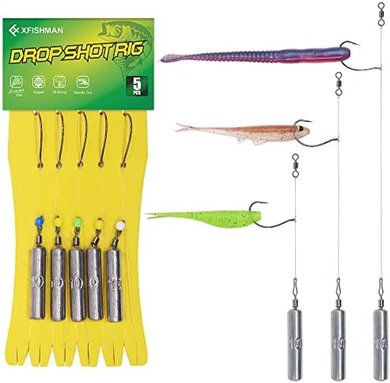 Pre-rigged Bass Drop Shot Rigs with Hooks & Weights