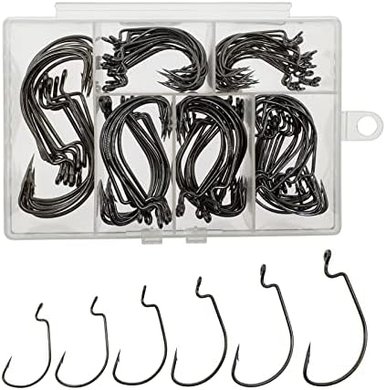Eagle Claw Bass Fishing Hooks: 110 pc, 6 Sizes, High Carbon Steel
