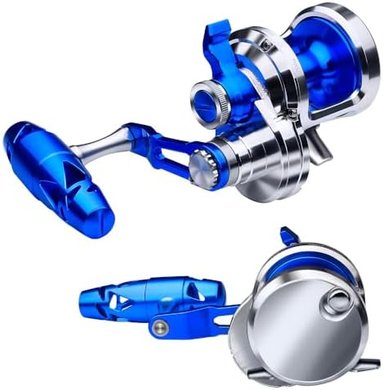 Heavy-duty saltwater lever-drag jigging reel for big game offshore trolling.
