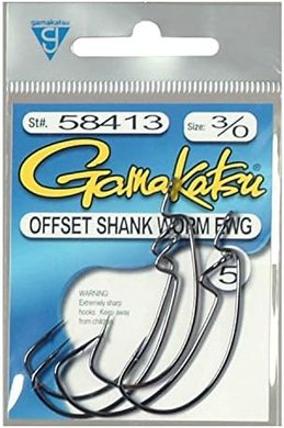 Gamakatsu Wide Gap Worm Hooks (Black 3/0, 5-pack)