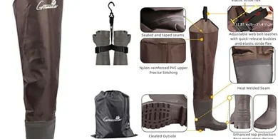Greenwater Waterproof Hip Waders with Boots for Fishing & Hunting