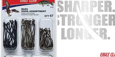 Eagle Claw Bass Hooks: 67 Sizes 1-3/0
