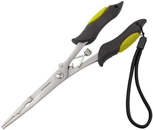 Stainless Steel Fishing Pliers with Lanyard: Hook Remover & Split Ring Tool

